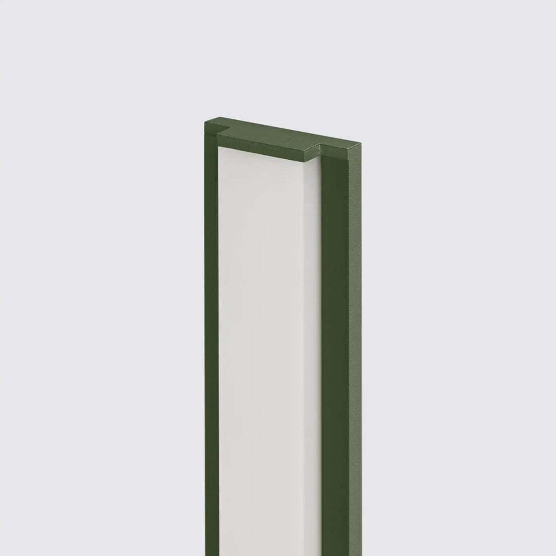 Applique murale lahti 70 led 4000k avec cadre rectangulaire vert olive mat et panneau diffus blanc moderne minimaliste