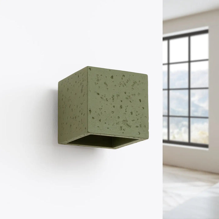 Applique murale quad béton vert olive avec texture design contemporain pour un accent décoratif unique