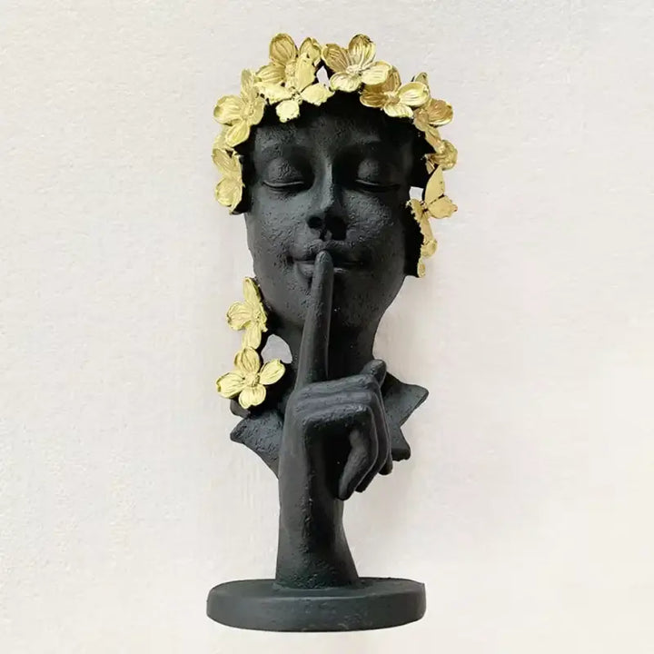 Applique Murale À Visage Avec Couronne De Lauriers Dorés En Méta