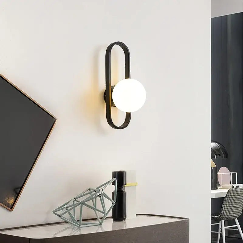 Applique Murale Minimaliste À LED Ovale Avec Boule