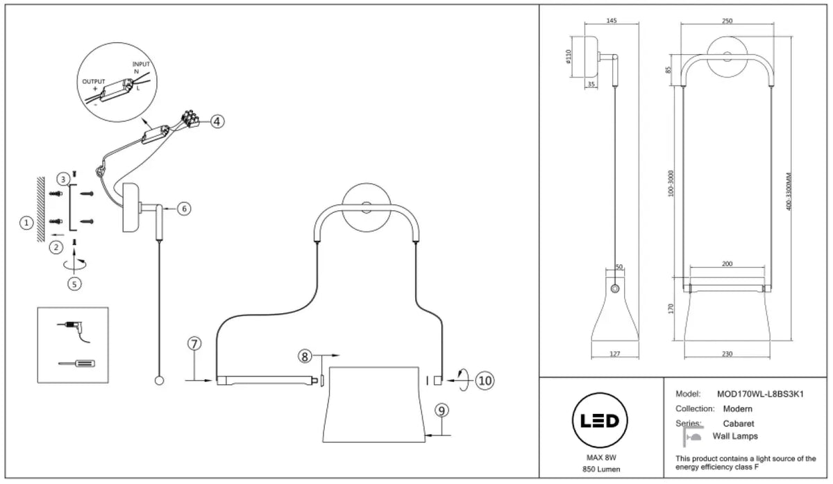Schéma d'installation du luminaire
