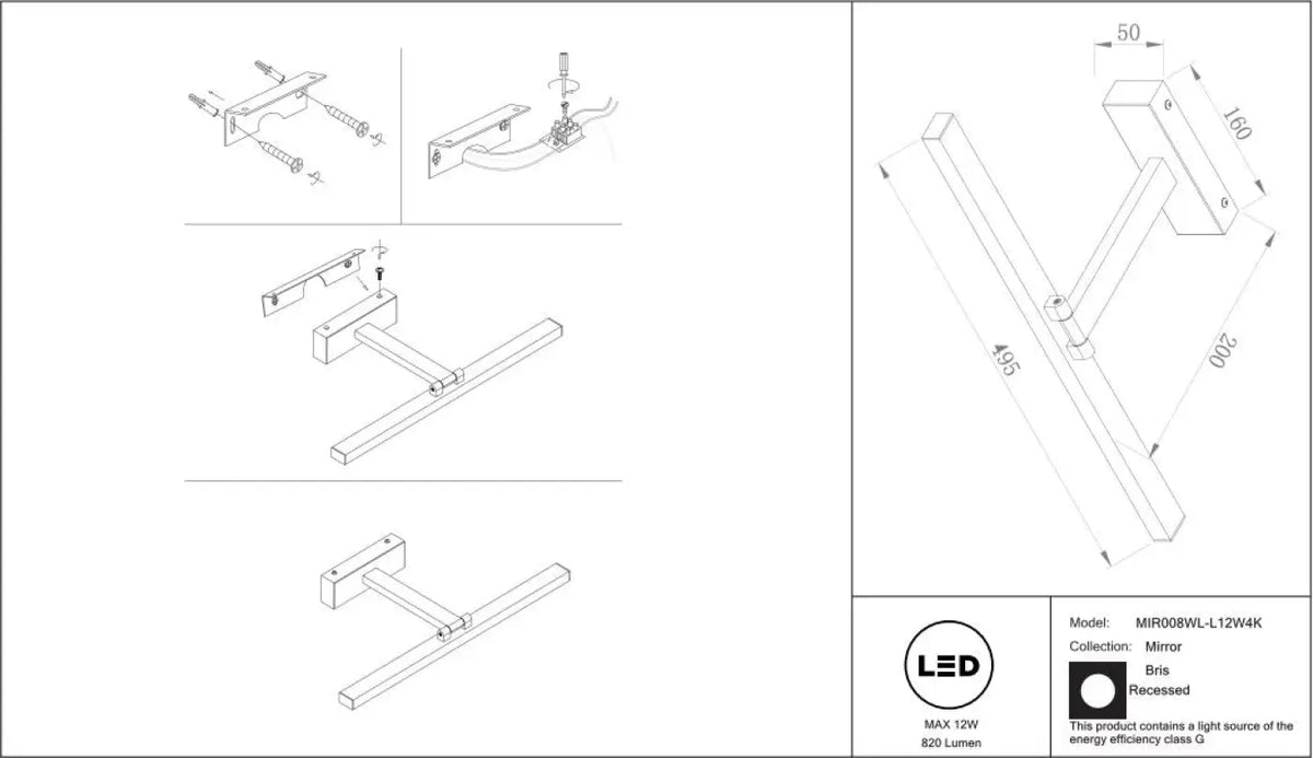 Schéma d'installation du luminaire