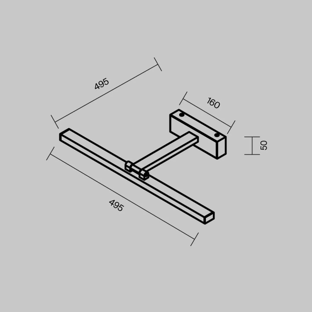Applique murale bris linéaire au-dessus d’un miroir avec tête orientable design géométrique métallique moderne minimaliste