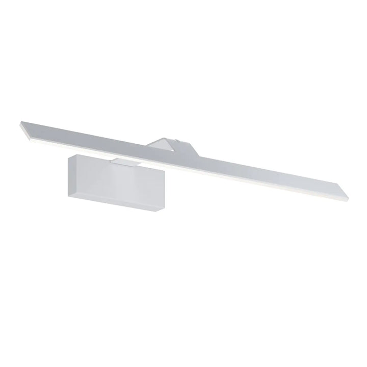 Applique murale led blanche moderne en métal noir avec lumière neutre au-dessus d’un tableau design minimaliste rectangulaire