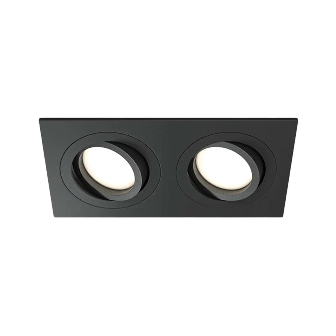 Boîtier encastré noir double spot encastré orientable gamme atom avec deux spots circulaires réglables