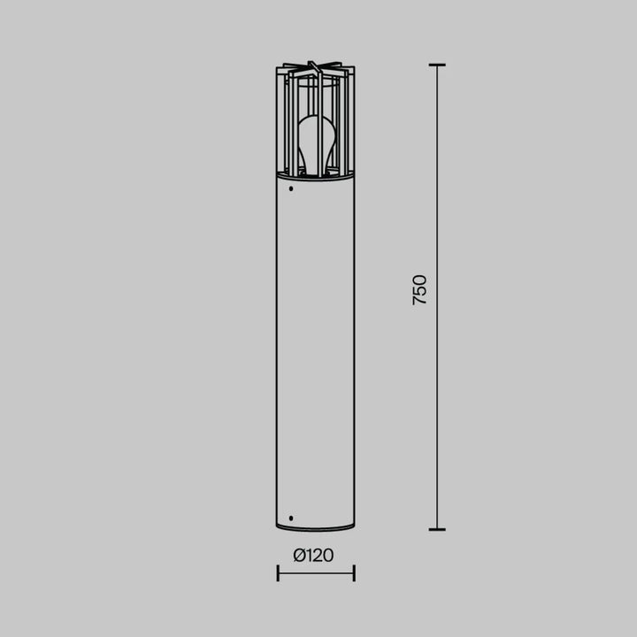 Borne extérieure barrel 750mm en métal graphite avec verre transparent et cage protectrice pour usage extérieur