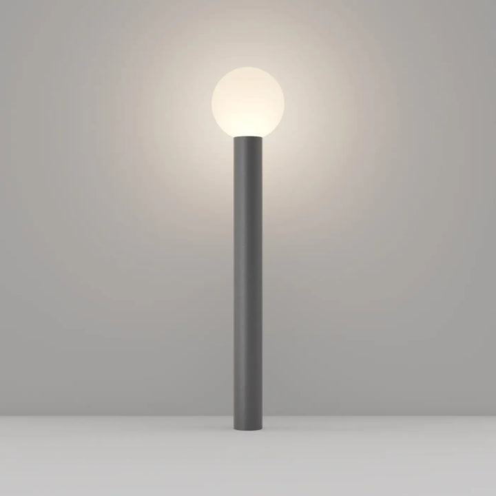 Borne extérieure b bold globe opale en verre dépoli avec lumière douce et structure cylindrique grise moderne