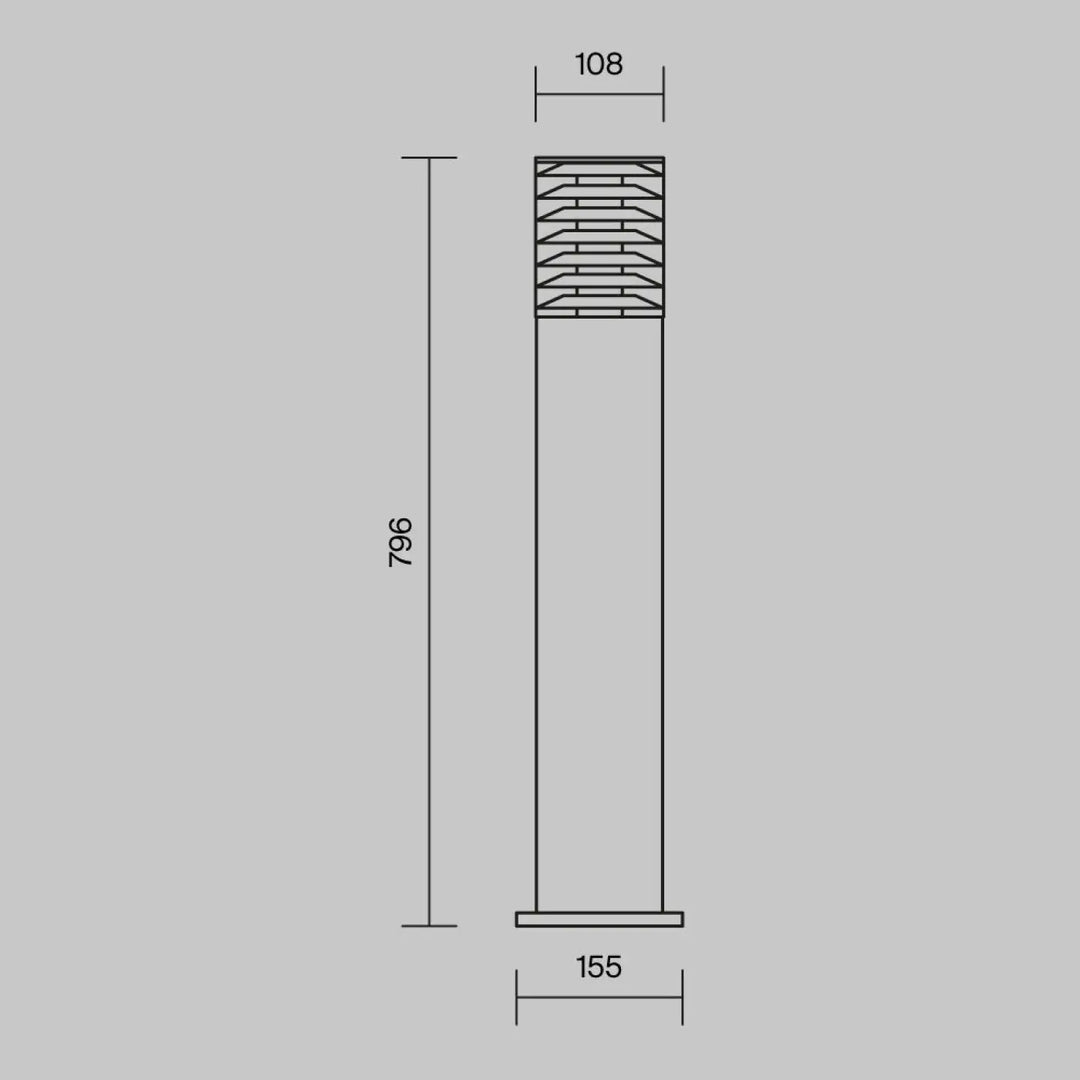Borne extérieure bronx avec structure métallique moderne et verre transparent à section segmentée supérieure élégante