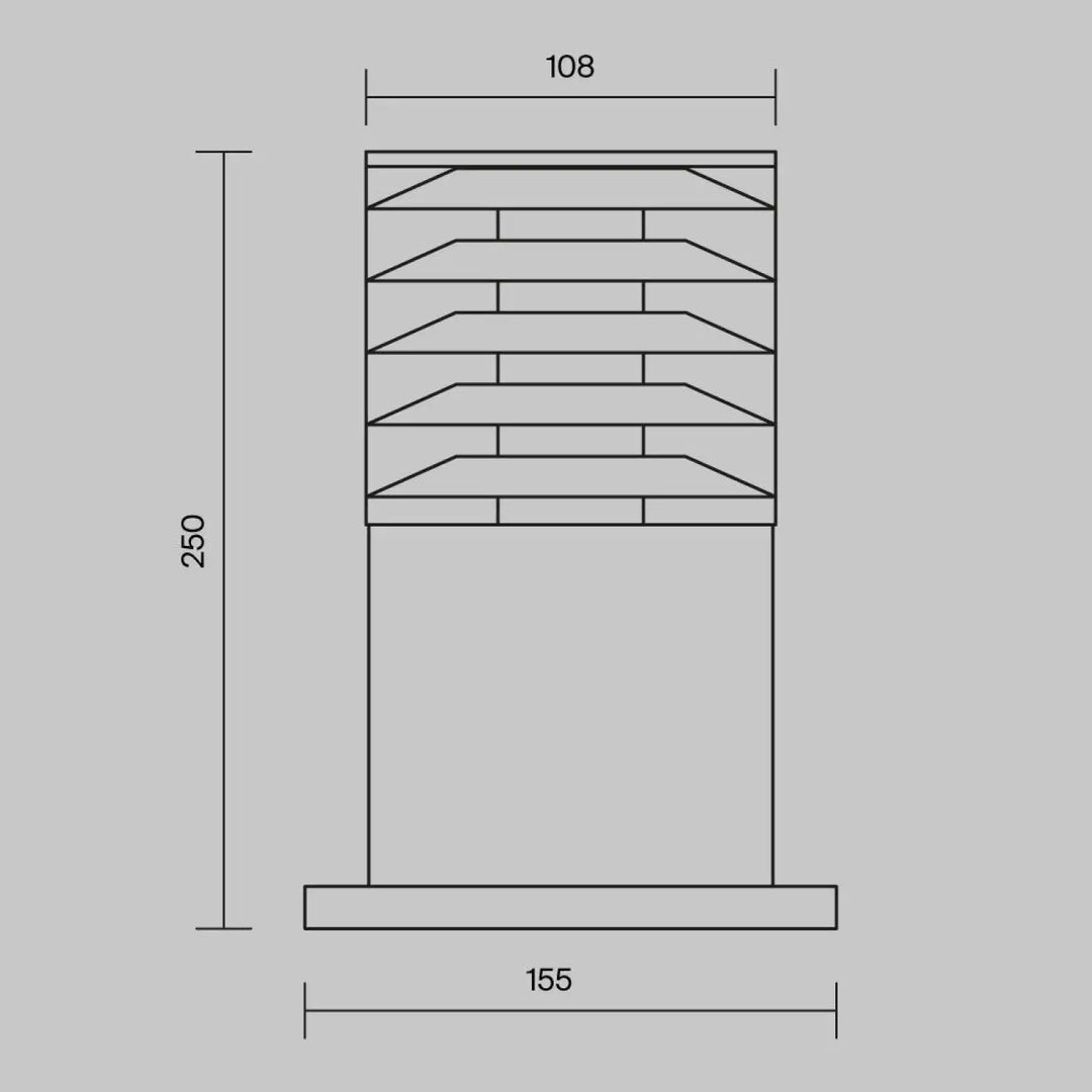 Borne extérieure bronx avec structure métallique et verre transparent pour un éclairage moderne et minimaliste