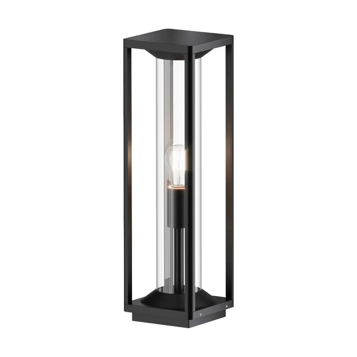 Borne extérieure cell en aluminium graphite avec diffuseur transparent et lampe incandescente visible à l’intérieur