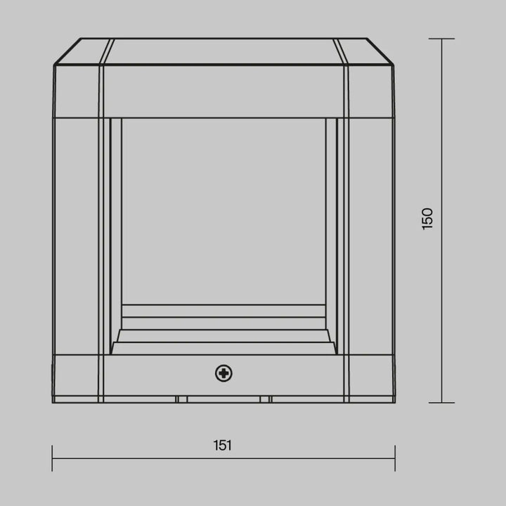 Lanterne extérieure borne royal mile cubique 150mm x 151mm en acier gris avec diffusion frontale et verre clair minimaliste