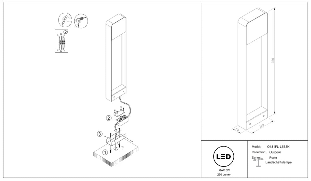 Borne extérieure cadre vertical led murale design moderne finition blanche effet bois