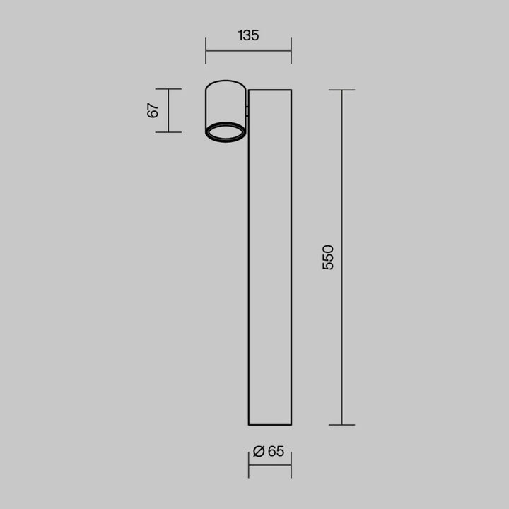 Borne extérieure wall street projecteur mural cylindrique noir avec design minimaliste et marquages dimensionnels précis