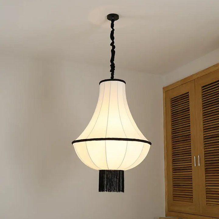 Lámpara colgante de tela francesa para techo, estilo vintage, para vestíbulo de hotel, lámpara colgante estilo Wabi Sabi para dormitorio, loft, decoración de habitación