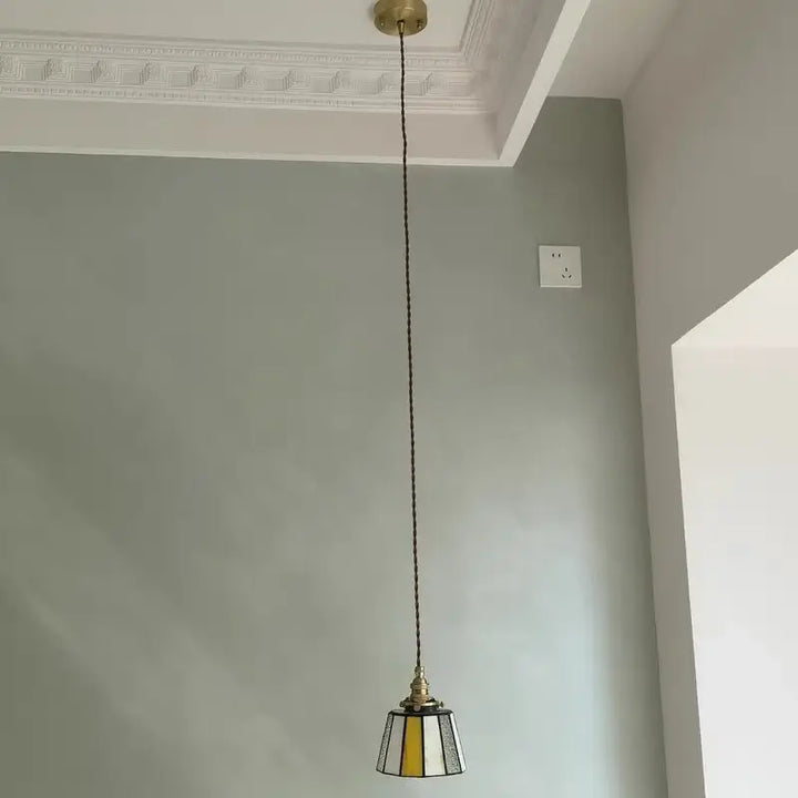 Suspension vintage en verre et cuivre design éclatant chic