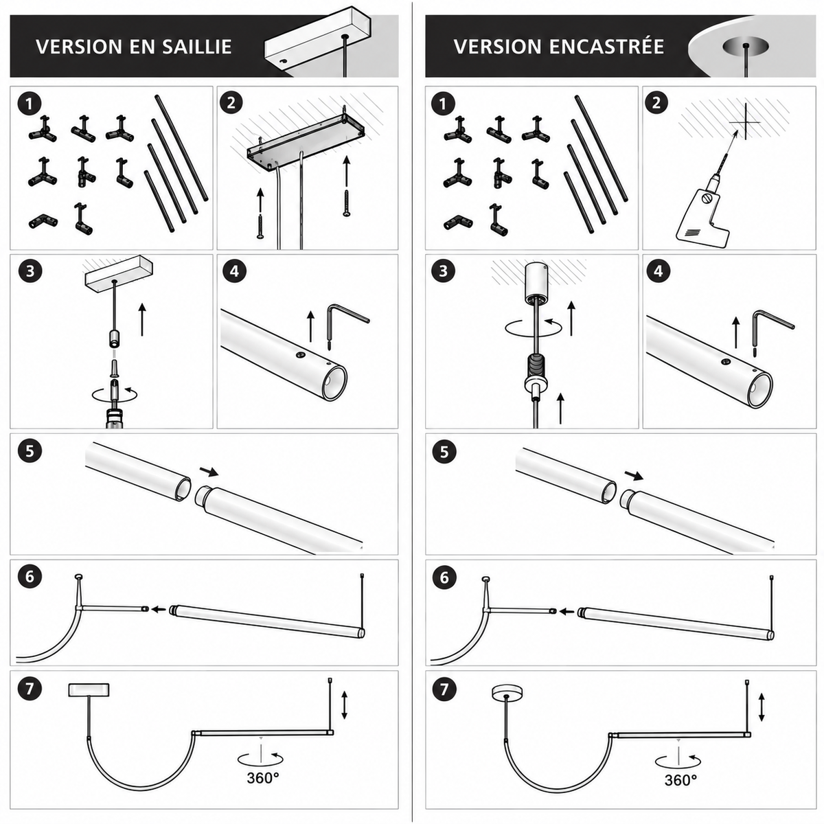 Schéma d'installation du luminaire