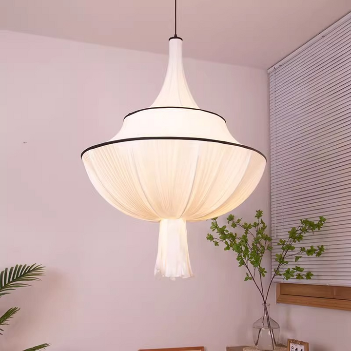 Lámpara de araña de tela Wabi Sabi retro japonesa para sala de estar, comedor, dormitorio, luces colgantes para el hogar, lámparas de decoración para interiores