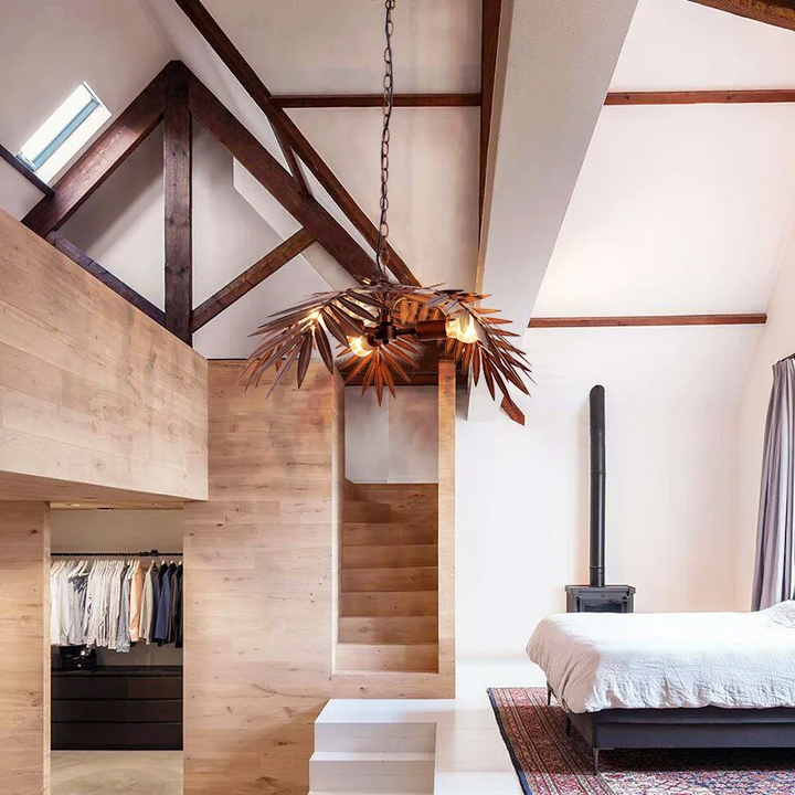 Lámpara colgante moderna de estilo bohemio con forma de hoja de coco, estilo loft, E27, creativa, para sala de estar, dormitorio, restaurante, apartamento, vestíbulo, hotel