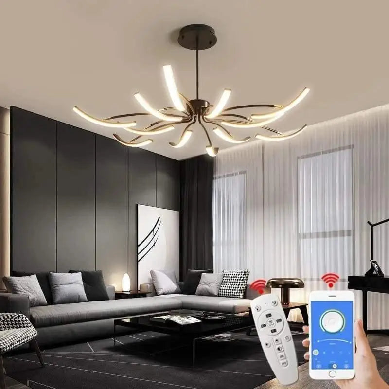 Grand Plafonnier LED à Bras Incurvés