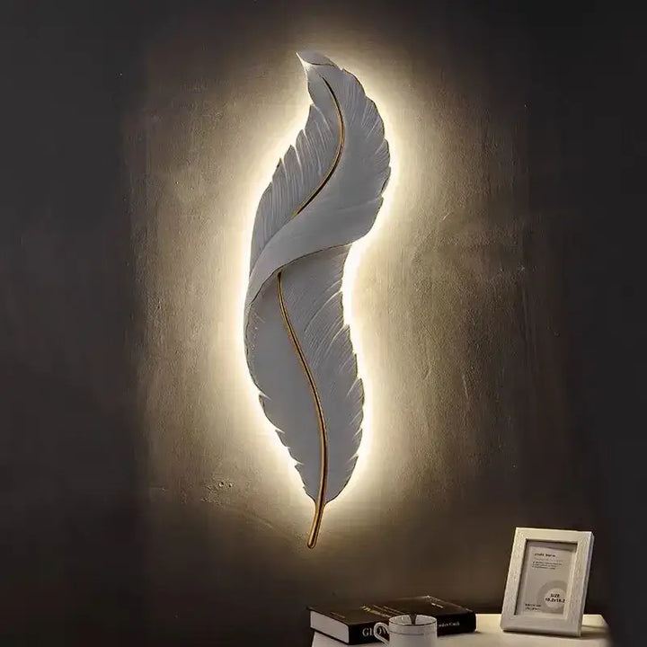 Grande Applique Murale En Forme De Plume Blanche Élégante