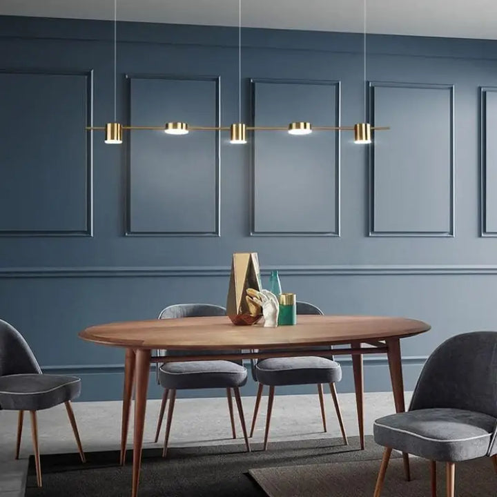 Grande Suspension Dorée Linéaire Cylindrique