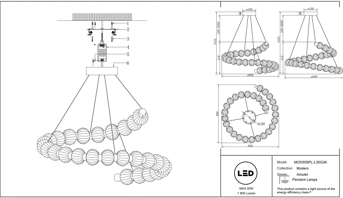 Schéma d'installation du luminaire