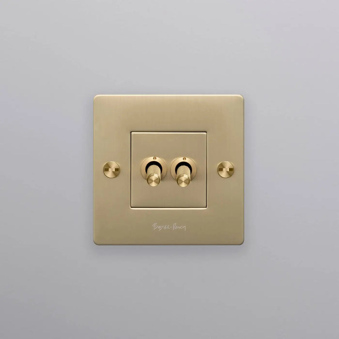 Interrupteur à levier Double Toggle doré, finition laiton #couleur_dor
