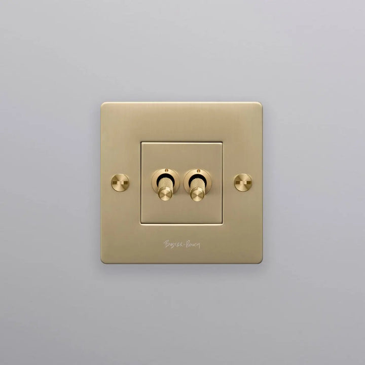 Interrupteur à levier Double Toggle doré, finition laiton #couleur_dor