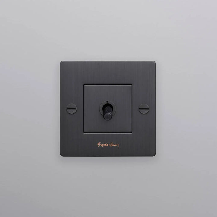 Interrupteur à levier Toggle à gravure quadrillée bronze fumé #couleur_gris