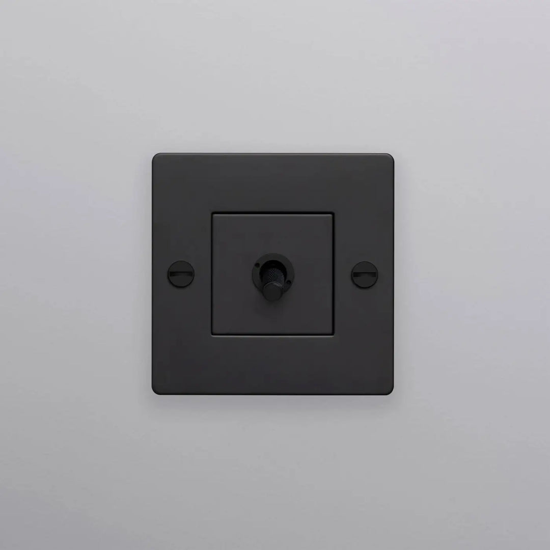 Interrupteur à levier Toggle à gravure quadrillée sans logo noir #couleur_noir
