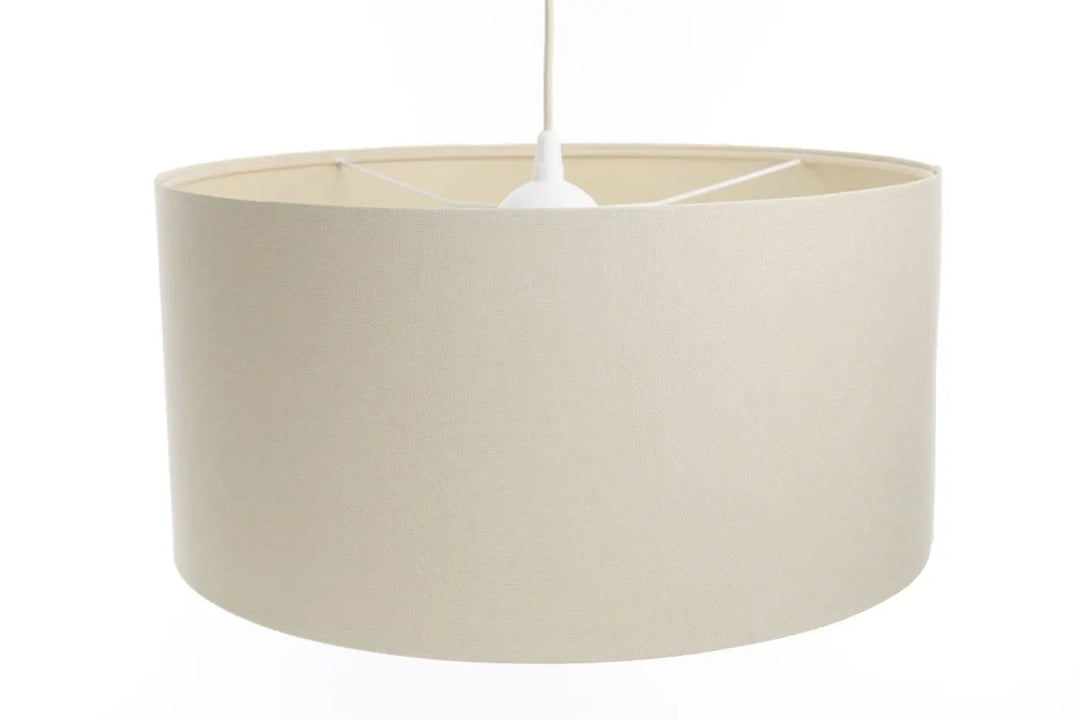 Suspension luminaire crème avec abat-jour cylindrique en tissu crème à finition mate pour décoration intérieure élégante