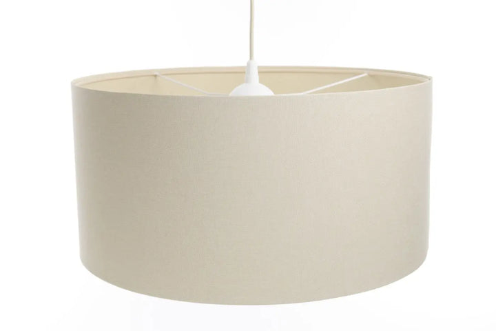 Suspension luminaire crème avec abat-jour cylindrique en tissu crème à finition mate pour décoration intérieure élégante