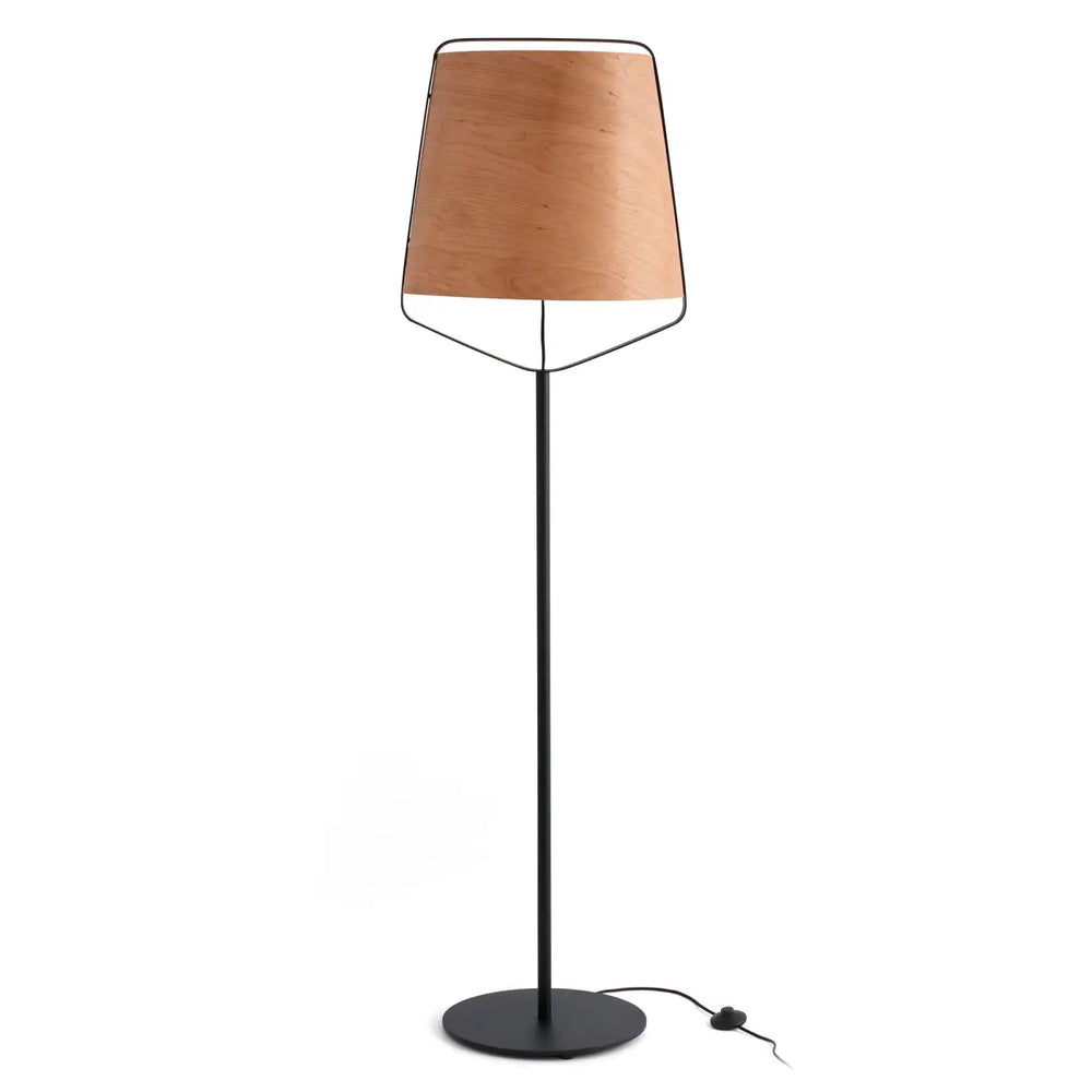 Lampadaire Stood noir et bois de cerisier de Faro Barcelona