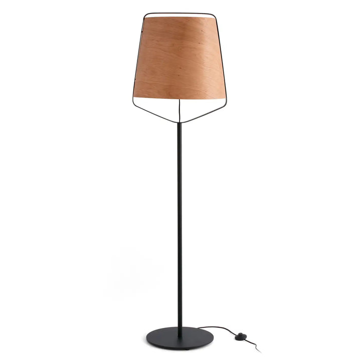 Lampadaire Stood noir et bois de cerisier de Faro Barcelona