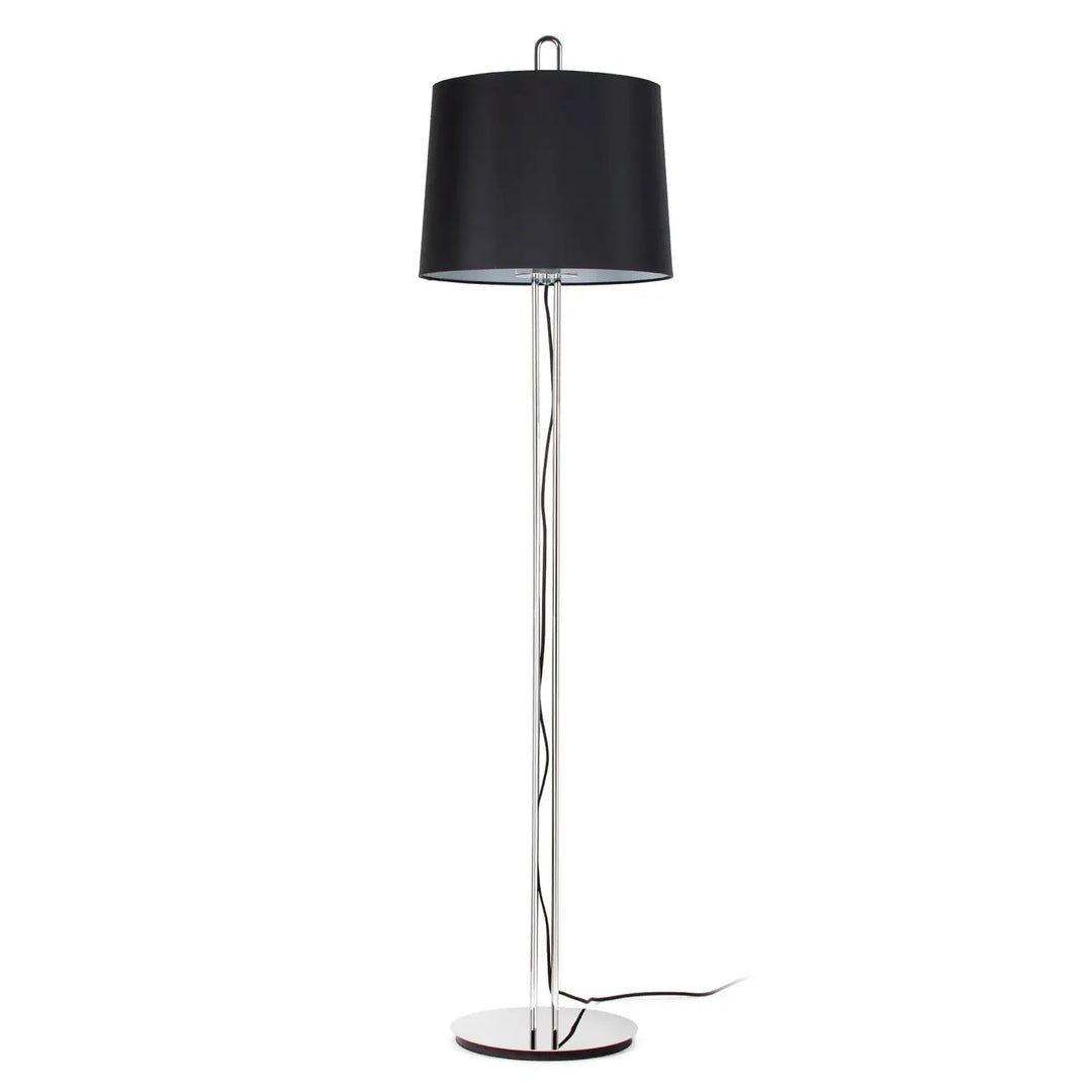 Lampadaire Montreal chromé et abat-jour noir