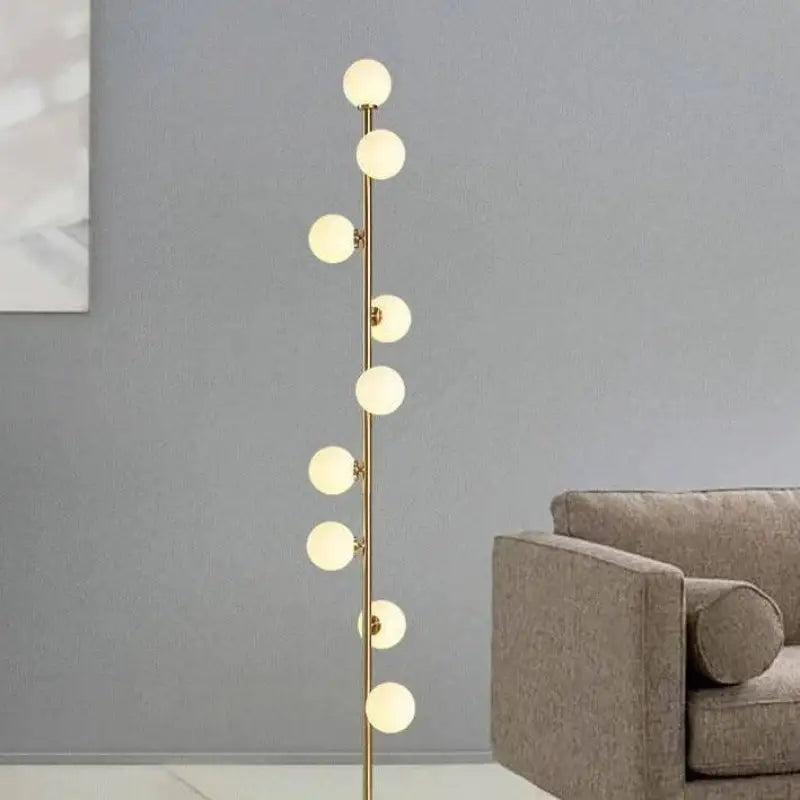 Lampadaire Boule Blanche Style Moderne Couleur Or