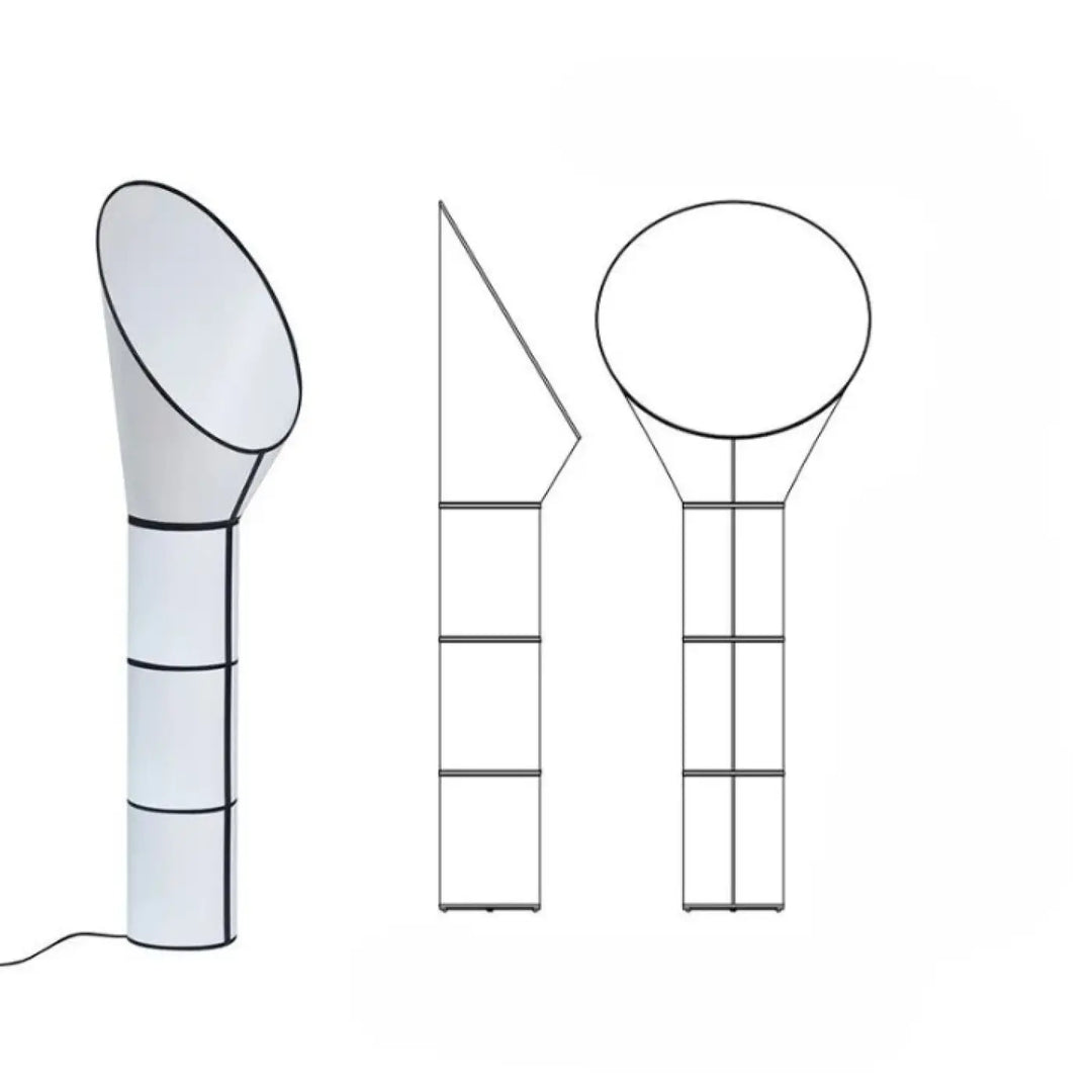 Lampadaire aloris blanc moderne avec base cylindrique segmentée et abat-jour conique pour une lumière douce design