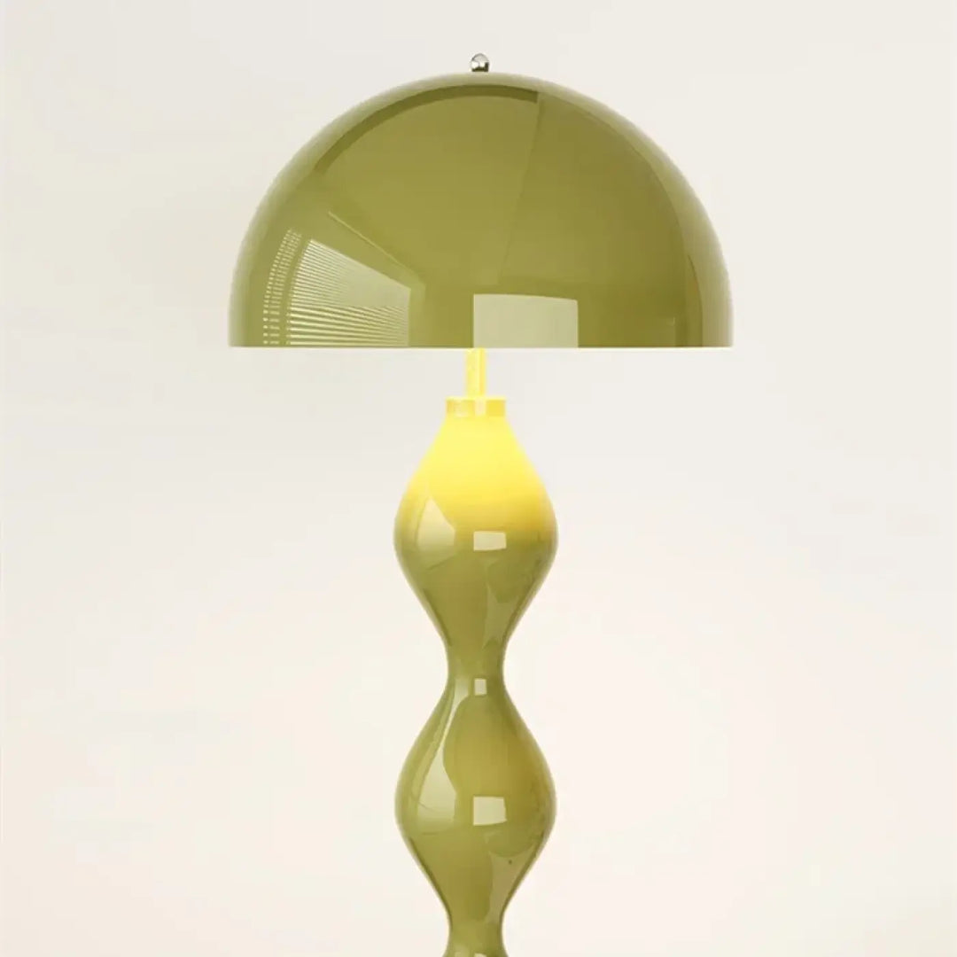 Lampadaire irmahi olive vert métallique avec base élégante en forme de corps ondulé pour une ambiance chaleureuse