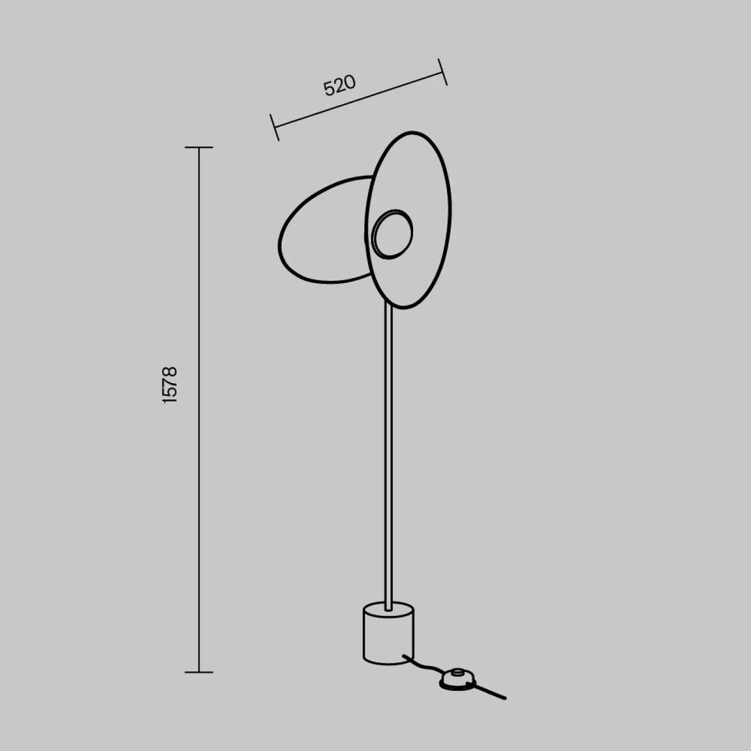 Lampadaire evolution en aluminium noir avec tige fine et double abat-jour ovale pour lumière douce moderne