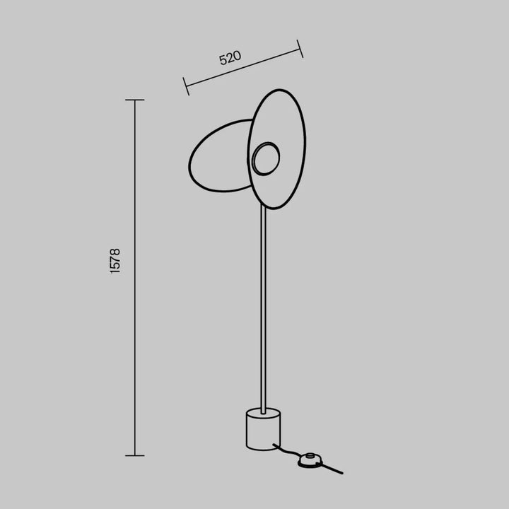 Lampadaire evolution en aluminium noir avec tige fine et double abat-jour ovale pour lumière douce moderne