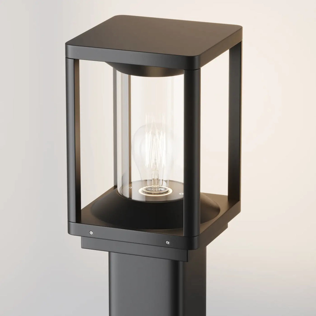 Lampadaire extérieur cell en aluminium graphite avec diffuseur transparent et tête lumineuse filament visible