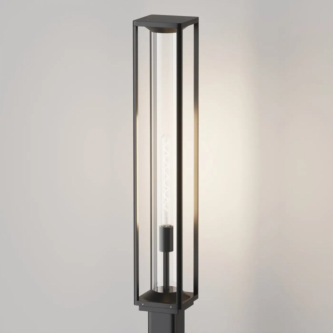 Lampadaire extérieur cell en aluminium graphite avec diffuseur transparent et tête lumineuse noire moderne