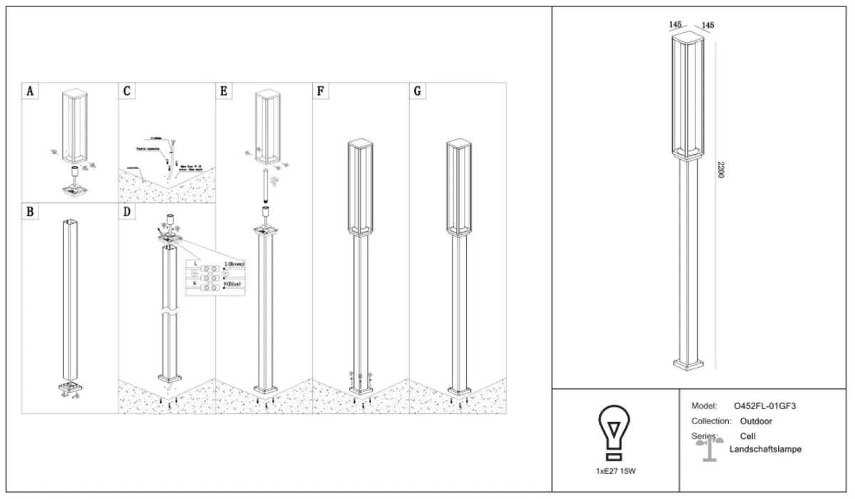 Schéma d'installation du luminaire