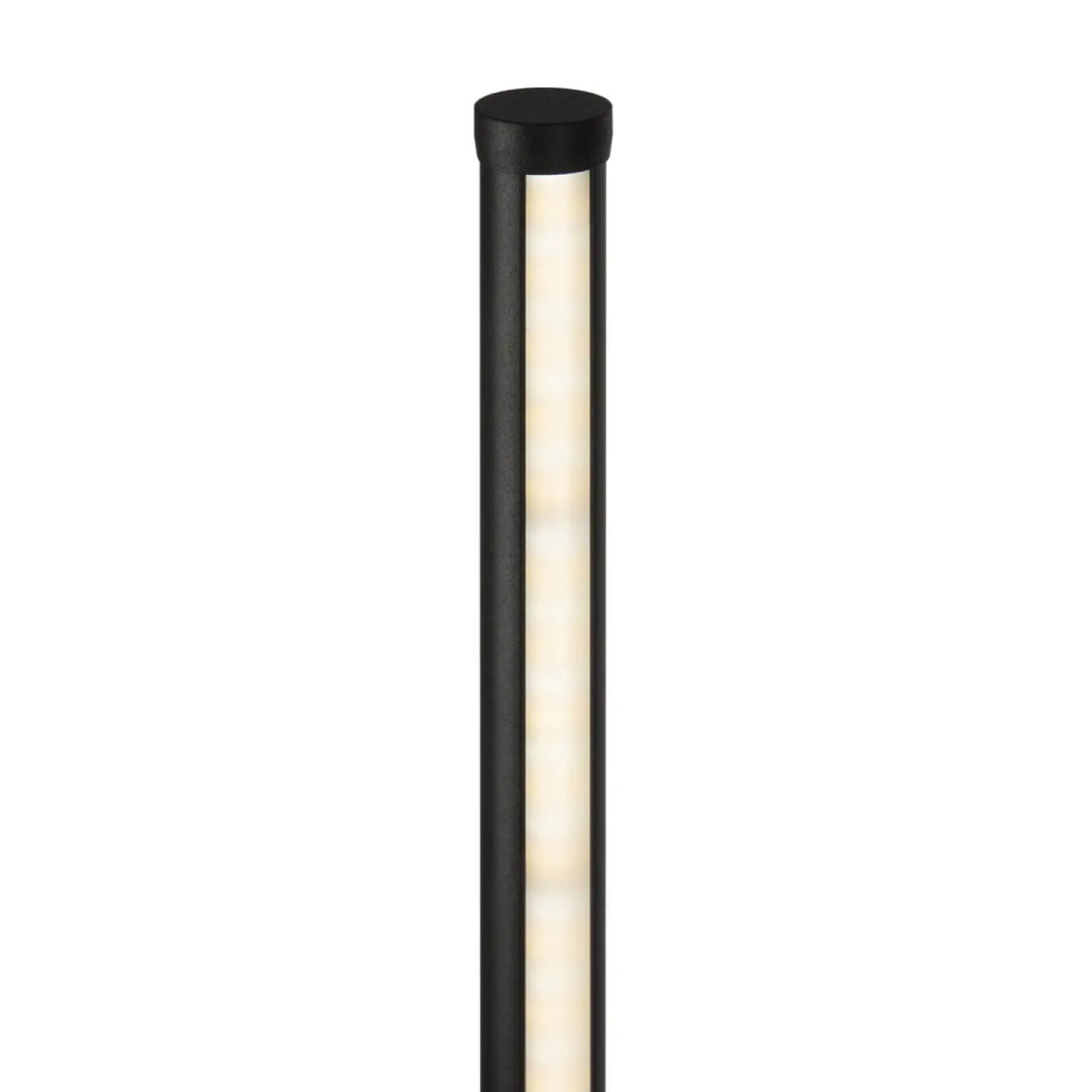 Lampadaire flow aluminium noir with adjustable warm white lumière réglable in a sleek modern cylindrical design