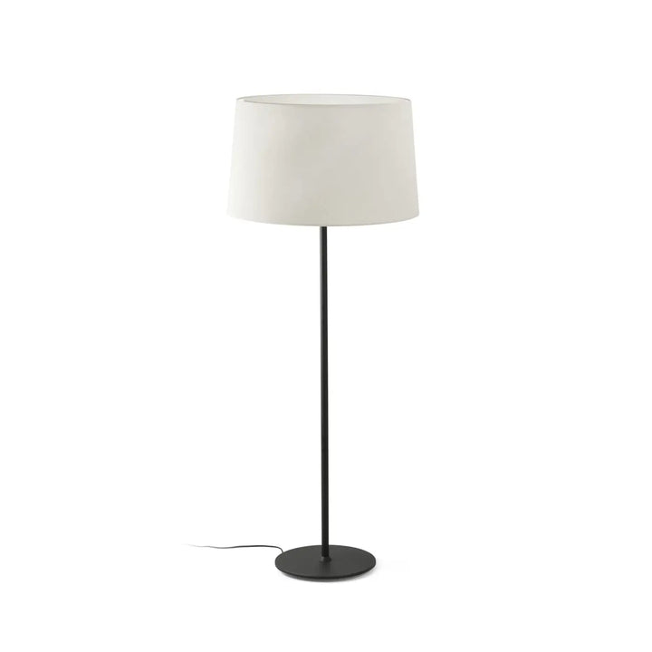 Lampadaire Windsor noir abat-jour en lin de Faro Barcelona