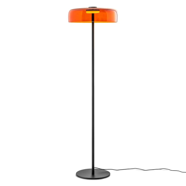 Lampadaire Levels avec diffuseur en verre ambré