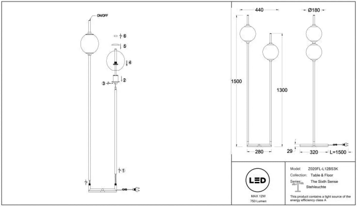 Schéma d'installation du luminaire