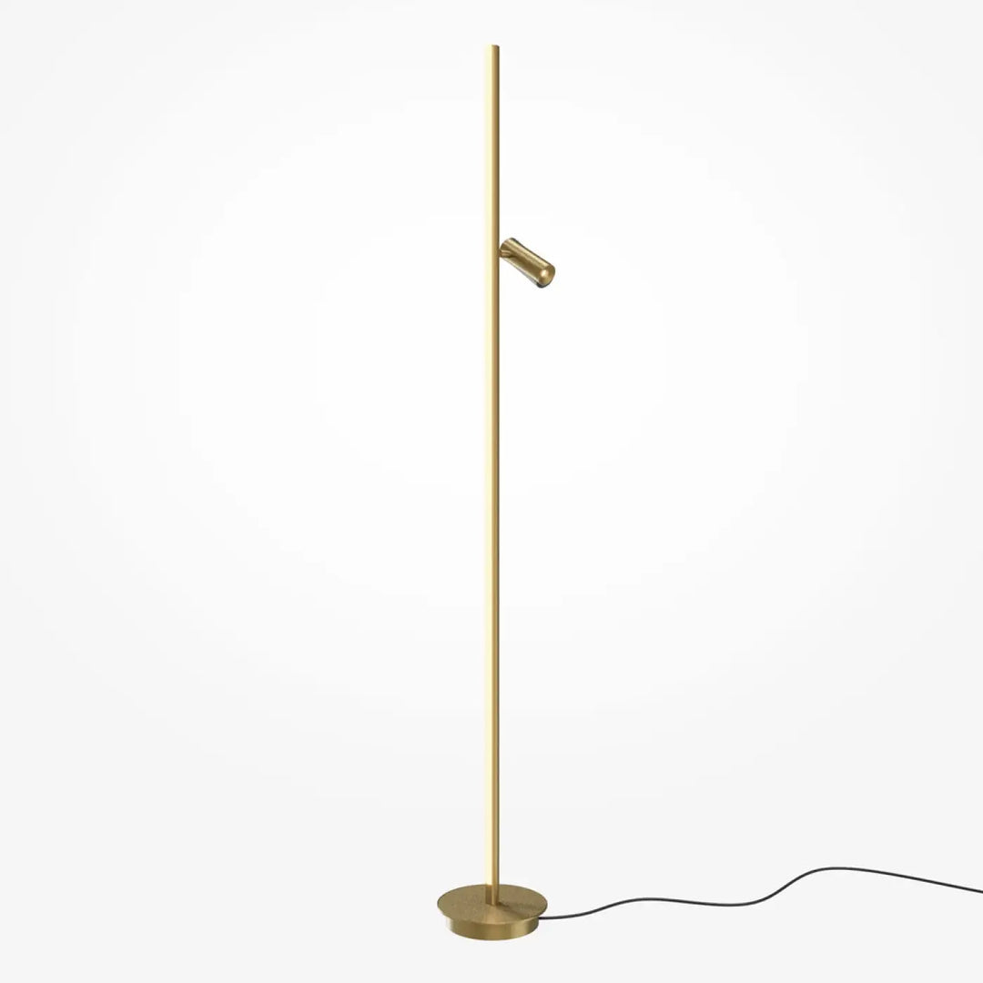 Lampadaire thin avec pied fin en laiton et spot led ajustable idéal d’un canapé moderne
