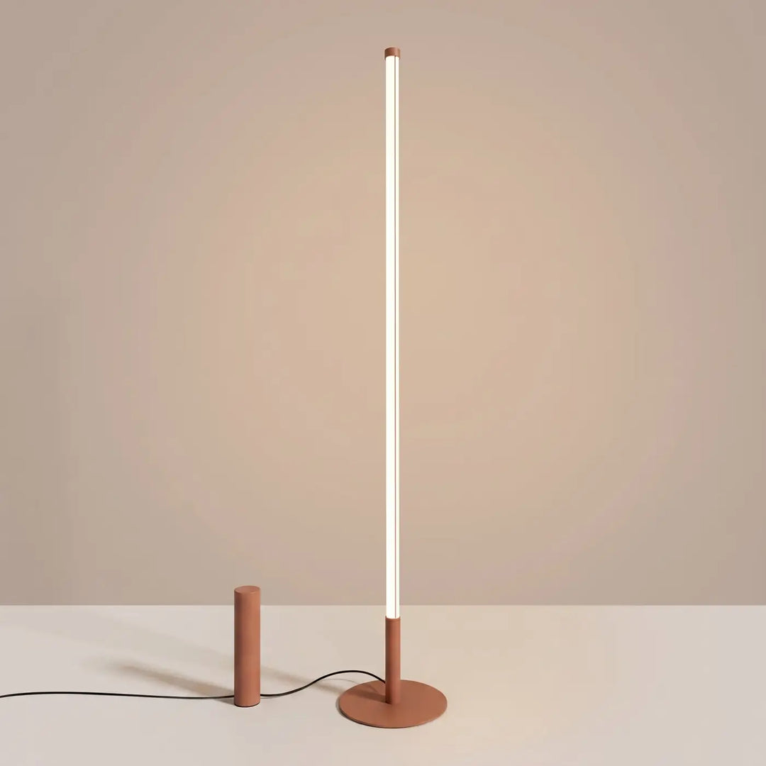 Lampadaire TRANG moka allumée, tube lumineux