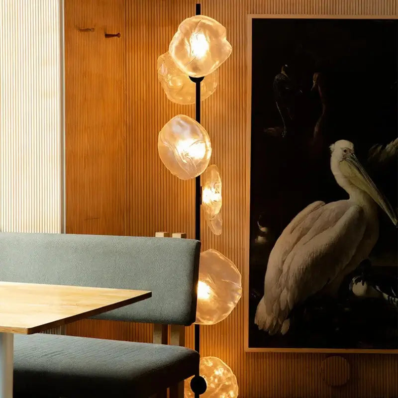 Lampadaire moderne en métal doré et verre style chic